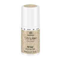 Alessandro STRIPLAC TOP COAT GOLD GLITTER blizgus viršutinis sluoksnis su auksiniu spindesiu 8 ml