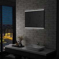 Sieninis vonios kambario veidrodis su LED ir jutikliu 80x60cm