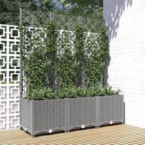 Sodo lovelis su treliažu šviesiai pilkas 120x40x136cm PP
