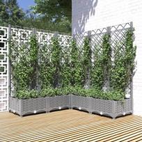 Sodo lovelis su treliažu šviesiai pilkas 120x120x1215cm PP