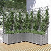 Sodo lovelis su treliažu šviesiai pilkas 120x120x136cm PP