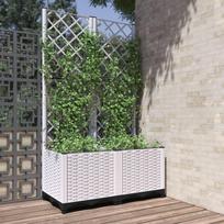 Sodo lovelis su treliažu baltos spalvos 80x40x136cm PP