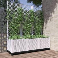 Sodo lovelis su treliažu baltos spalvos 120x40x136cm PP