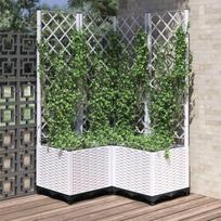 Sodo lovelis su treliažu baltos spalvos 80x80x136 cm PP