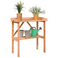 Augalų sodinimo stalas su lentyna rudas 78x38x825cm eglė