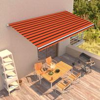 Ištraukiama markizė oranžinė ir ruda 600x300cm automatinė