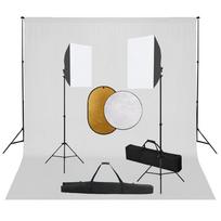 Fotostudijos komplektas su šviesdėžėmis fonu ir reflektoriumi