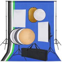 Fotostudijos komplektas su šviesdėžėmis fonu ir reflektoriumi