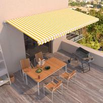 Automatinė ištraukiama markizė geltona ir balta 600x350cm
