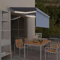 Markizė su uždanga/LED/vėjo jutikliu mėlyna/balta 3x25m
