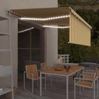 Markizė su uždanga/LED/vėjo jutikliu geltona/balta 4x3m