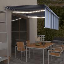 Markizė su uždanga/LED/vėjo jutikliu mėlyna/balta 45x3m