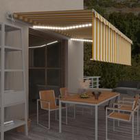 Markizė su uždanga/LED/vėjo jutikliu geltona/balta 5x3m