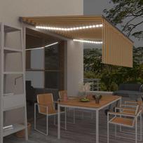 Markizė su uždanga/LED/vėjo jutikliu geltona/balta 4x3m