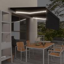 Markizė su uždanga/LED/vėjo jutikliu antracito 4x3m