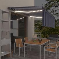 Markizė su uždanga/LED/vėjo jutikliu mėlyna/balta 45x3m