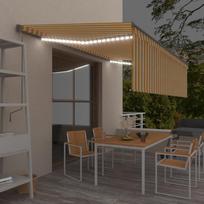 Markizė su uždanga/LED/vėjo jutikliu geltona/balta 5x3m