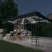 Pavėsinė su lemputėmis LED antracito 3x4m