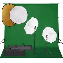 Fotostudijos rinkinys su šviestuvais fonu ir reflektoriumi