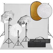 Fotostudijos rinkinys su šviestuvais fonu ir reflektoriumi