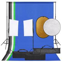 Fotostudijos rinkinys su šviestuvais fonu ir reflektoriumi