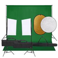 Fotostudijos rinkinys su šviestuvais fonu ir reflektoriumi