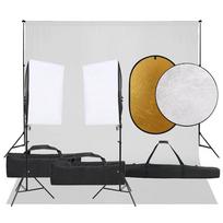 Fotostudijos rinkinys su šviestuvais fonu ir reflektoriumi