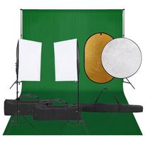Fotostudijos rinkinys su šviestuvais fonu ir reflektoriumi