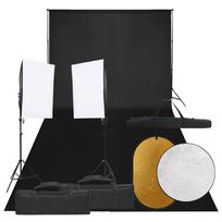 Fotostudijos rinkinys su šviestuvais fonu ir reflektoriumi