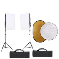 Fotostudijos rinkinys su šviestuvais fonu ir reflektoriumi