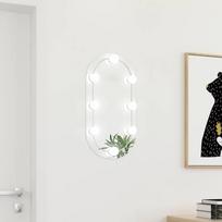 Veidrodis su LED lemputėmis 60x30cm stiklas ovalo formos
