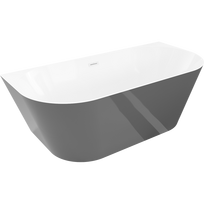 Mexen Oval Slim laisvai pastatoma vonia prie sienos 170 x 80 cm, balta/pilka, balta persipylimo anga - 52661708062-20