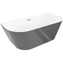 Mexen Oval Slim laisvai pastatoma vonia prie sienos 170 x 80 cm, balta/pilka, auksinė perpylimo sistema - 52661708062-50