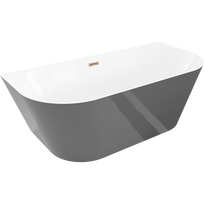 Mexen Oval Slim laisvai pastatoma prie sienos vonia 170 x 80 cm, balta/pilka, perpylimas rožinis auksas - 52661708062-60