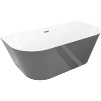 Mexen Oval Slim laisvai pastatoma prie sienos vonia 170 x 80 cm, balta/pilka, persipylimas gun metal - 52661708062-95