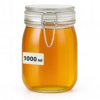 Stiklinis indas su metaline spaustuku dangteliu, 1000 ml, skaidrus