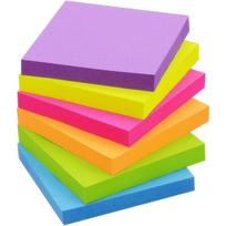 Sticky Notes 7.6×7.6cm Bright Colors Self-Stick Pads 6 Pads/Pack 100 Sheets/Pad Total 600 Sheets Pack of 6