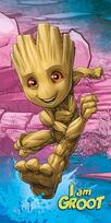Jerry Fabrics paplūdimio rankšluostis Groot „I am Groot“ 70x140 cm – minkšta medvilnė, smagu vaikams