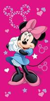 Jerry Fabrics Minnie Mouse rožinis paplūdimio rankšluostis 70x140 cm – minkštas medvilninis komfortas vaikams