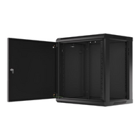 Lanberg 19" 12U 600x450 juoda rack spinta su metaliniais durimis