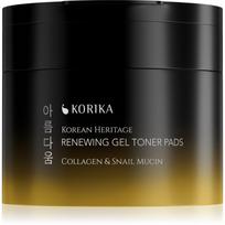 KORIKA Korean Heritage Collagen & Snail Mucin Renewing Gel Toner Pads regeneruojamieji tonizuojantys geliniai diskeliai 70 vnt.