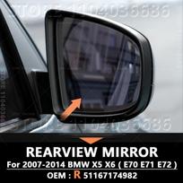 2007-2014 E70 E71 E72 BMW X5 X6 Galinio vaizdo veidrodėlio stiklas šildomas 51167174981 51167174982