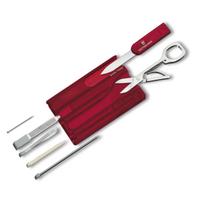 VICTORINOX Šveicariškas armijos peilis su Swiss Classic permatomu rašikliu, kompaktiškas ir mažas kortelės formos, raudonas, daugiafunkcinis raštinės priemonė, žirklės, rašiklis, pagamintas Šveicarijoje