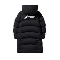 Li-Ning 2025 Winter Long Knee-Length Warm Hooded Sports Jacket Cotton Fashion Simple Comfortable Trendy Long Cotton Coat Unisex outerwear AFMU037-10 3XL