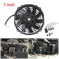 7 Inch Universal 12V 80W Slim Reversible Black Blade Electric Cooling Radiator Auto Fan Mounting Kit