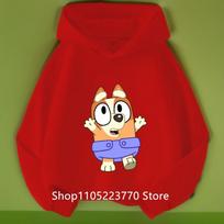 Kids Bluey Hooded Sweatshirt Fall Winter Warm Soft Pullover Comfortable Playwear for Boys Girls 110