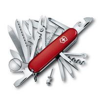 VICTORINOX Swiss Champ Raudonas Šveicarijos armijos peilis, puikiai tinkantis nepaprastoms situacijoms lauke ir apima ir didinamąjį stiklą Kompaktiškas ir Peilis, daugiafunkcis
