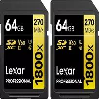 LEXAR Pro 1800x SDXC U3 (V60) UHS-II R270/W180 64GB - 2pak