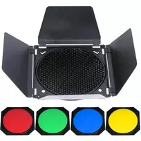 Godox BD-04 Barndoor rinkinys su medaus korio tinkleliu ir 4 spalvų filtrais