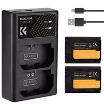 K&F Concept FZ100 2000mAh Skaitmeninės Kameros Dviejų Baterijų Komplektas su Dviejų Kanalų Įkrovikliu
